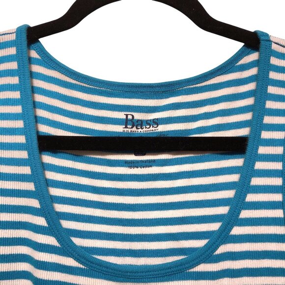 G.H. Bass & Co. Blue White Striped Scoop Neck Ribbed Sleeveless Tank Top XS - Picture 4 of 5